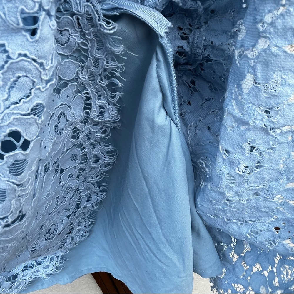 Bardot Light Blue Lace Mini Babydoll Deep-V Neckline Party Dress - Size 10 - Picture 15 of 16